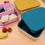 Ανοξείδωτο Φαγητοδοχείο με Καπάκι & Διαχωριστικό Σιλικόνης