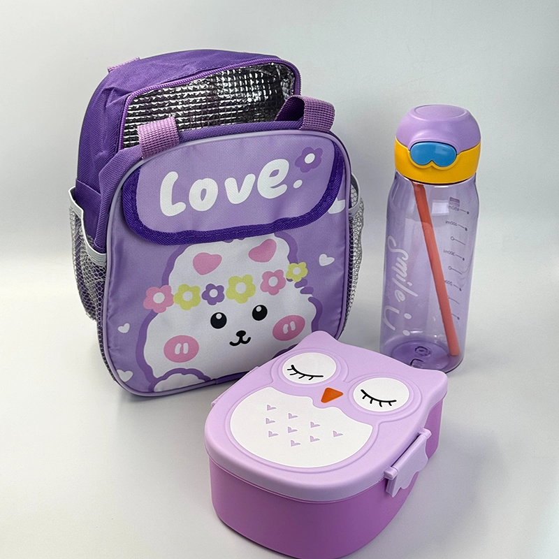 purple Love Lunch Set για Παιδιά – Ισοθερμική Τσάντα, Μπουκάλι & Τάπερ Pandaboo - Image 1