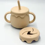 Ποτήρι σιλικόνης με χερούλια 2 σε 1 (Honey) - Image 2
