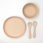 Σετ σιλικονης μπλο πιατο και κουταλοπιρουνα