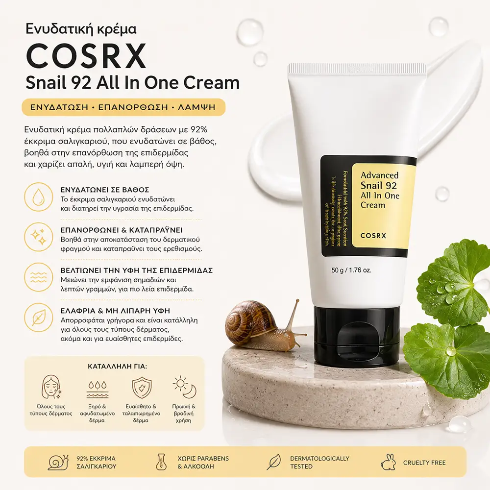 QGT68495 Ενυδατική κρέμα COSRX Advanced Snail 92 - All In One Cream - 50ml - Image 1