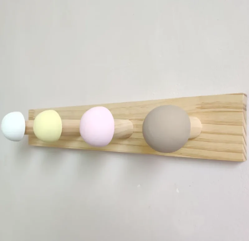 Ξύλινη Κρεμάστρα Τοίχου με Στρογγυλά Άγκιστρα (4 Θέσεων) - Image 4