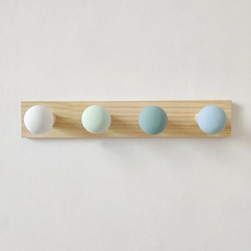 Ξύλινη Κρεμάστρα Τοίχου με Στρογγυλά Άγκιστρα (4 Θέσεων) - Image 2