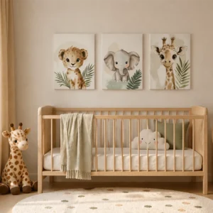 Παιδικοί Πίνακες Τοίχου Ζωάκια Safari (Σετ 3)