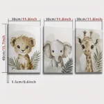 Παιδικοί Πίνακες Τοίχου Ζωάκια Safari (Λιοντάρι, Ελέφαντας & Καμηλοπάρδαλη) – Σετ 3 - Image 4