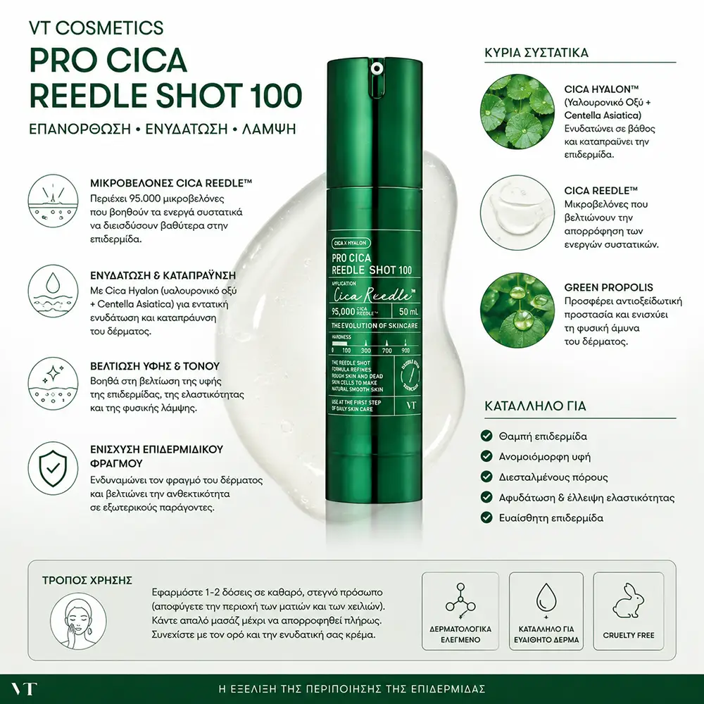 reedle100 copy Ορός Λείανσης & Λάμψης- VT Cosmetics Pro Cica Reedle Shot 100 - Image 1