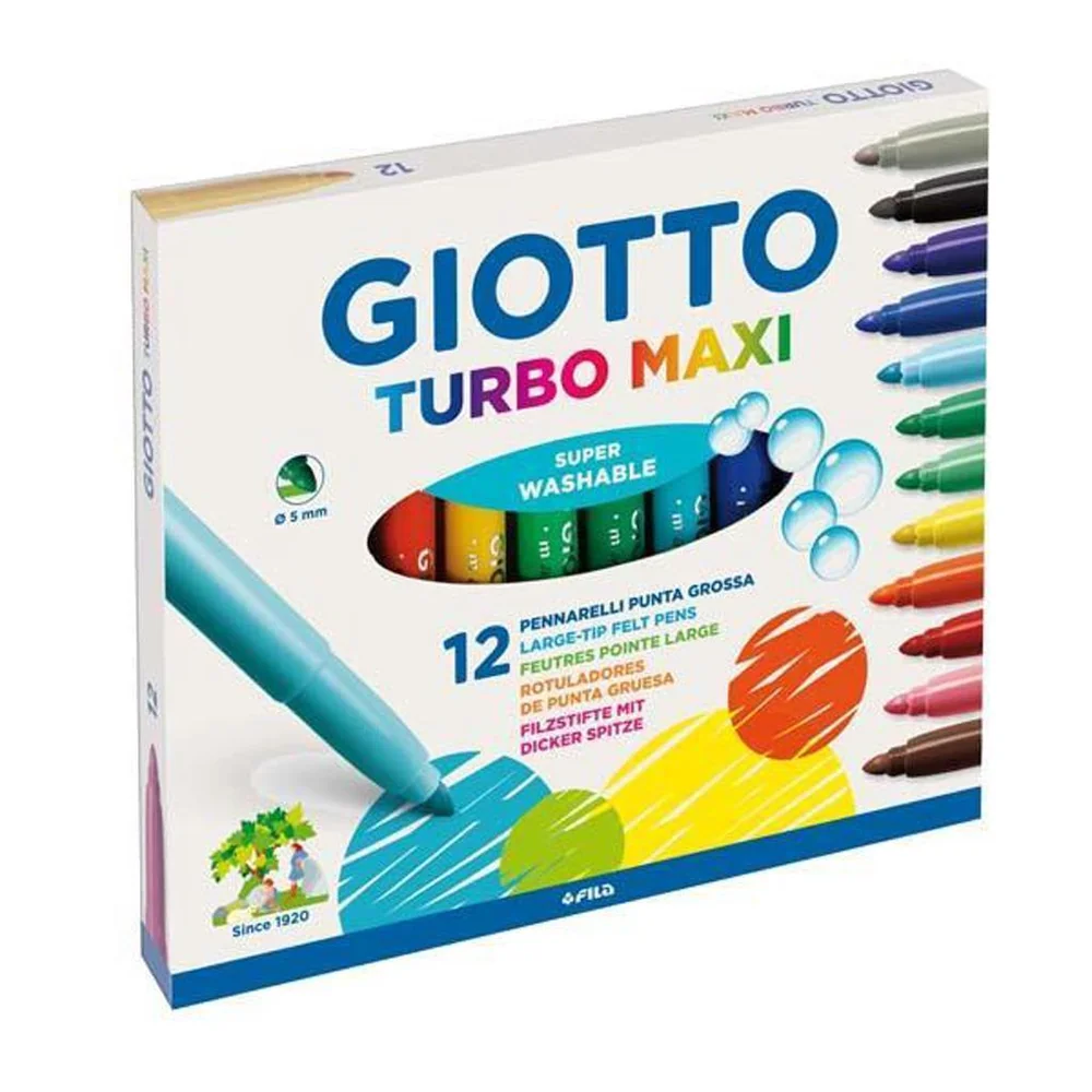 Χοντροί Μαρκαδόροι Turbo Maxi Giotto 12 τεμαχίων 1 χοντροί μαρκαδόροι παιδικοί