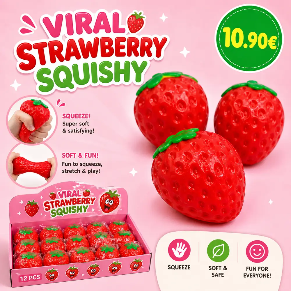 gsStrawberry Παιχνίδι Αντιστρές Strawberry Squishy 1τμχ - Image 1