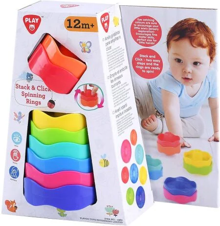 Playgo Πυραμίδα Stack & Click Spinning Rings 12m+ 1 πυραμίδα playgo