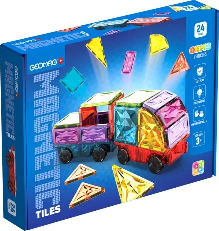 Geomag Magnetic Tiles Gems Vehicles 24 Τεμάχια 1 geomag tiles vehicles